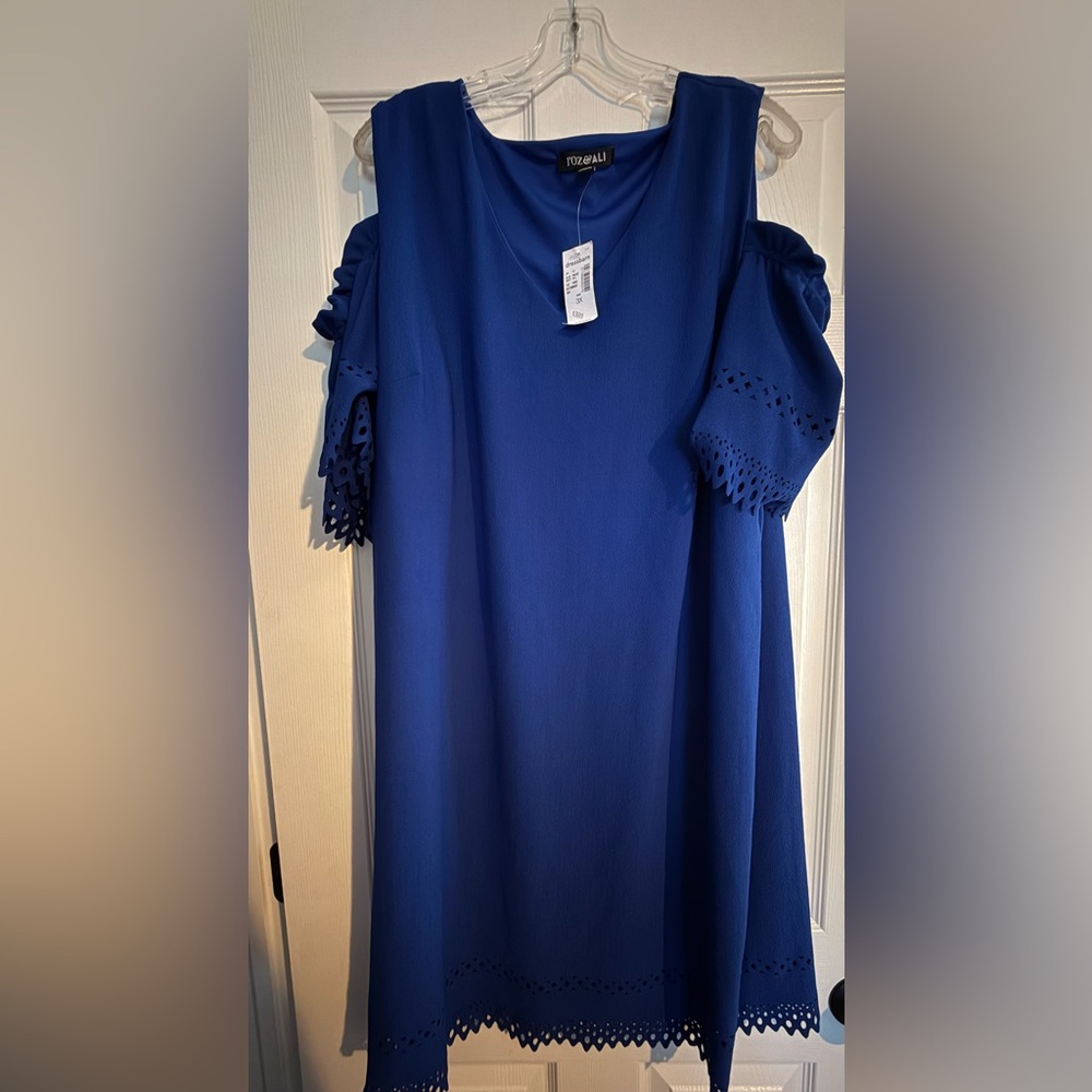 Blue Cold Shoulder Dress